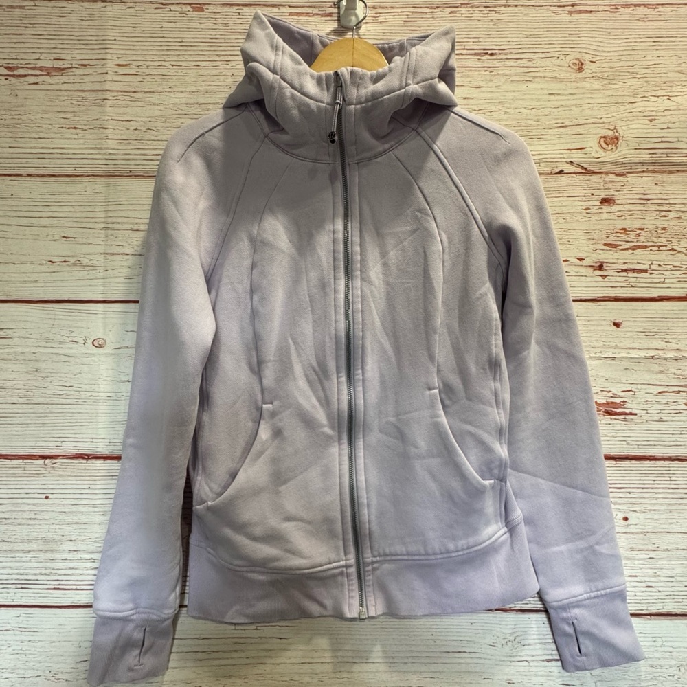 Lululemon Scuba Hoodie Light Cotton Fleece in Lavender Dew Sz 8 - Picture 4 of 15